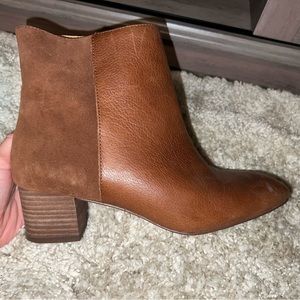 Brown fall boot heels.
